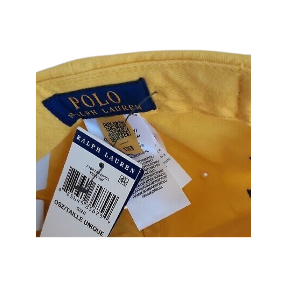 🐻Polo Ralph Lauren Polo Bear Mens Chino Adjustable Ball Cap Hat Yellow🐻 - Picture 7 of 12